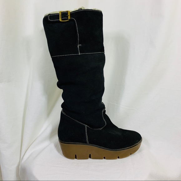 Michael Kors Shoes - Michael Kors | Sherpa Black Suede Wedge Boots |